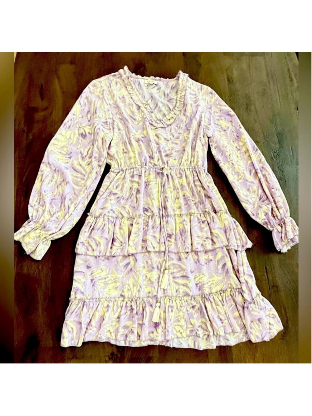 Paani Lux boutique Cream Ruffled Smocked Sundress with Bishop Sleeves,drawstring